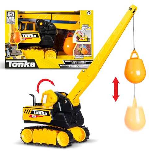 Tonka Stahl Abrissbirne, haltbare Konstruktion aus echtem Stahl, gelbes Abbruchspielzeug mit realistischer Aktion, ab 3 Jahren für Jungen und Mädchen, ideal für Kinder, Kleinkinder, einfacher Spaß