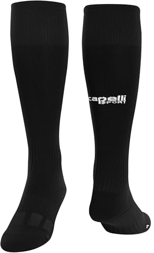 Capelli Sport Knee High Socks, Athletic Team Sports Apparel for Soccer, Football, Baseball, and Softball, Black, Size Medium