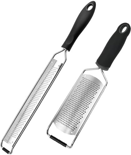 Grattugia Limone,2Pack Grattuggiato Formaggio Manuale, Perfetto per Parmigiano, Mela, Agrumia, Aglio, Moscata e altro, Acciaio Inox, Lavabile in Lavastoviglie