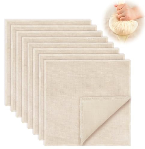 Benaewa 8 Pcs Cheese Cloths for Straining, 50x50cm Reusable Straining Cloth for Nut Milk, Butter