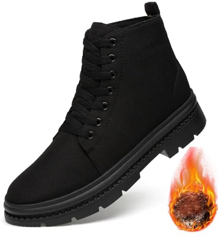 Scarpe rialzanti da Uomo - Sneakers alla Moda Alte 8 cm Allacciate Moda Passeggio Neve Invernali con Rialzo Invisibile in Pelliccia Calda, con Rialzo Invisibile Allacciate Moda Passeggio Neve