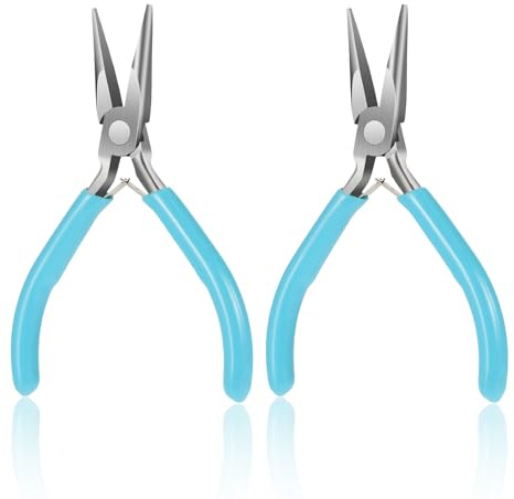 4.8 Inch Mini Jewelry Pliers, Super Precision Jewelry Making Tools Chain Nose Pliers for Jewelry-Making Flat Nose Jewelry-Plier Flat NosePliers Comfort Grip Handle CraftPliers, Mini Wire Cutters