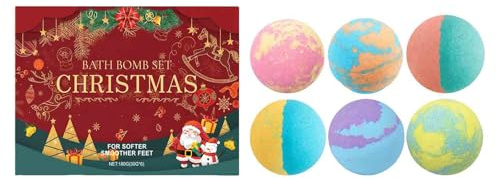Lot de 6 bombes de bain surprises pour enfants, bombes de bain naturelles, bombes de douche douces pour Noël, relaxation, hydratation, adaptées pour femmes, enfants et hommes (A)