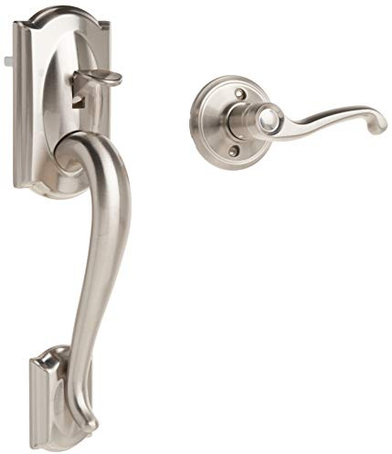 Schlage FE285 CAM 619 FLA LH Camelot Front Entry Handleset with Left-Handed Flair Lever, Lower Half Grip, Satin Nickel