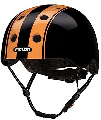 Melon Fahrradhelm »Double Orange Black« für Damen, Herren und Kinder | Leichter & sicherer urbaner Cityhelm mit Magnetverschluss, individuell anpassbar in schwarz | Größe M-L (52–58cm)