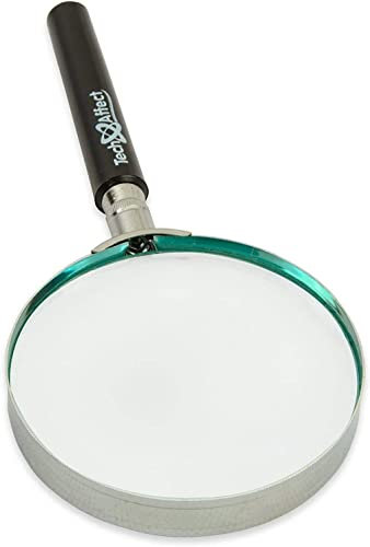 Real Glass Magnifying Glass for Reading - Handheld Magnifier with Strong Magnification for High Clarity - 75mm Diameter
