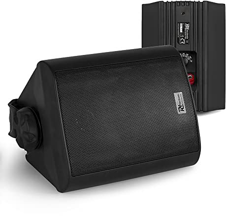 Power Dynamics PD BC40V 4 Passive Black Wall Speakers Pair - Weatherproof IP56 Commercial Speaker System for Outdoor & Indoor Use, 100V Line & 8 Ohm Audio Compatible