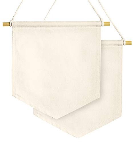 Anley Bannières murales en Toile Vierges - Badge en Tissu Vierge - Plaque décorative de Bricolage, présentoir pour intérieur, fête prénatale, Mariage, Remise des diplômes (2 pièces)