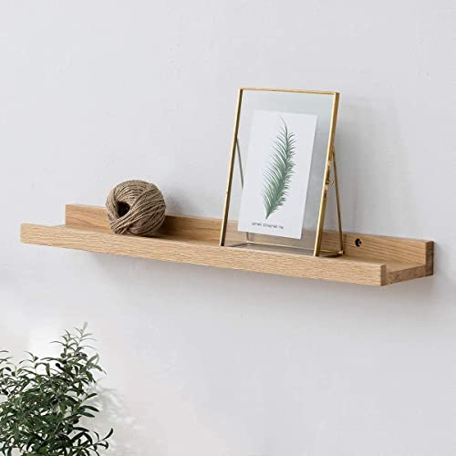 Recogwood Solid Oak Floating Shelves-40cm Wall Mounted, Invisible Wooden Wall Shelf, Picture Ledge Shelves for Bedroom, Living Room, Kitchen, Bathroom, Home Office