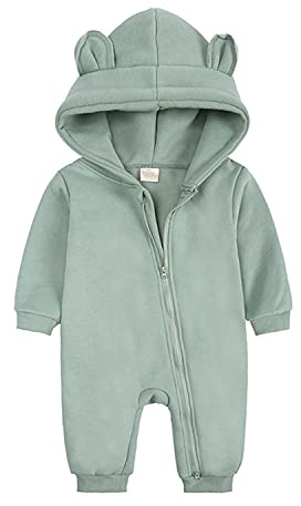 Alunsito Bebé niña niño sólido Body de manga larga mono con capucha mameluco Otoño Invierno ropa de una pieza verde 66 3-6 meses