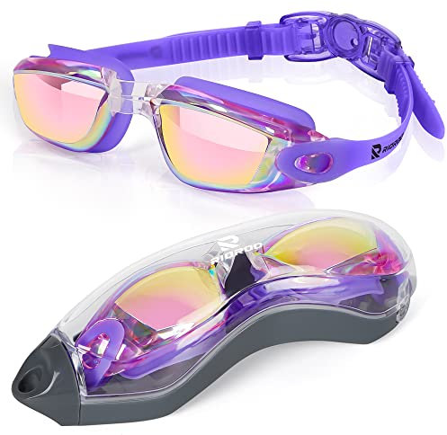 RIOROO Schwimmbrille, Schwimmbrille für Herren und Damen mit Breiten Gläsern, UV-Schutz, Blendfreie Schwimmbrille mit Gratis Schutz Fall für Triathlon-Schwimmbrillen Andere Sommersportarten