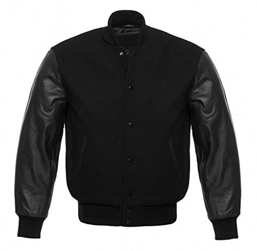 Veste de collège Varsity Style I Bomber Américain I Unisexe Veste de Baseball I Style Urban II Automne & Hiver Veste, Noir , L