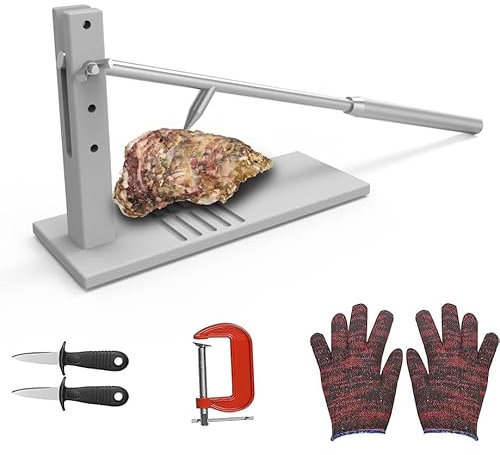 Apri ostriche professionale, Coltello Portatile per Sgusciare Ostriche,Facile da Usare, Macchina per Aprire Ostriche per Uso Domestico, Inclusi Due Coltelli per Sgusciare Ostriche, Guanto e G-Clip
