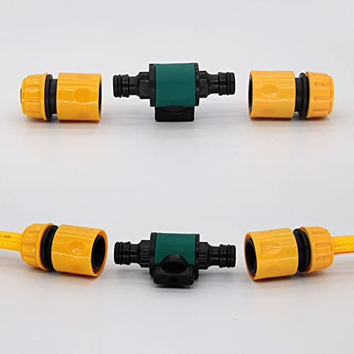 2 conectores de boquilla bidireccional para manguera de riego de jardín con interruptor de enchufe rápido, conector adaptador de riego de jardín, conector rápido de manguera de agua (verde)