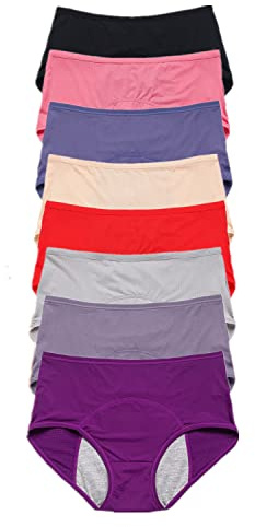 JosuE Upgrade High Waist Leak Proof Panties, 8 Pack Leak Proof Plus Size Women's Panties(8 Color, 3XL)