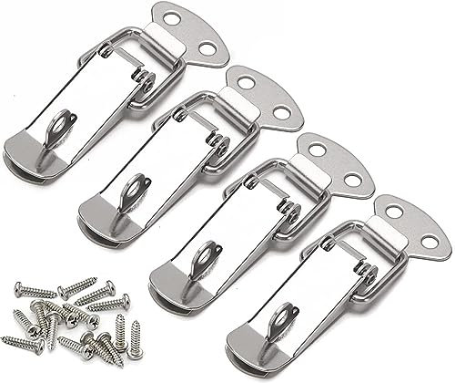 Litensh 4 Stück Edelstahl Spannverschluss, Hebelverschluss Feder Knebelverschluss Schnappklemme Kastenverschluss Kappenschloss Kistenverschluss Verschluss Schnappverschluss Hakenschloss