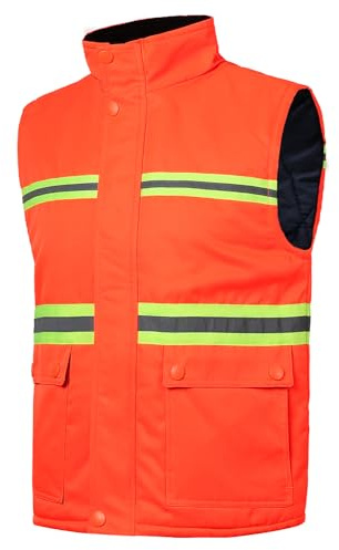 Yukirtiq Gilet de Travail pour Homme Haute Visibilité Veste de Travail Techniciens Manteaux de Travail sans Manche Gilet d'Hiver Rembourré avec Poches