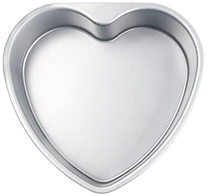 Leisurealeaneag Molde para hornear en forma de corazón de aleación de aluminio grueso para chocolate, 20 cm, plata, 20 cm