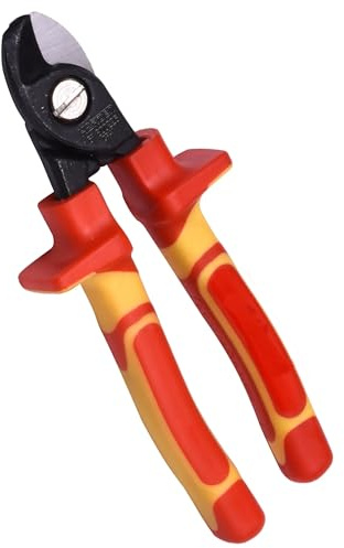 Edward Tools 6” Pro Insulated Cable Shears - 1000 Volt Safe Electrician Cable Cutters - VDE/GS Certified Pliers - Hardened and Tempered with Black Finish - Cat Cable Cutter - Ergo Grip Handles