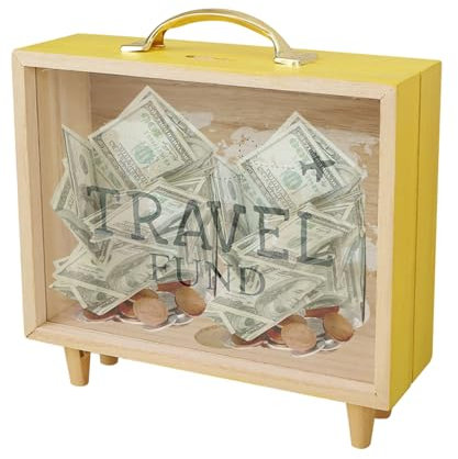 Caja de almacenamiento de , caja de recuerdos de viaje, marco de sombra, caja de recuerdos de madera con ranuras para billetes, caja de sombra con ranura, vitrina para entradas