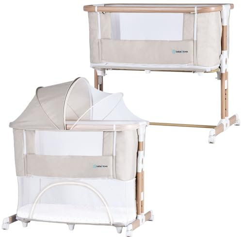 bebe2luxe Leo 3 en 1 – Cuna colecho Regulable en Altura, Cama de bebé Segura y Parque Infantil Modular, Desde Nacimiento hasta 36 Meses – Beige