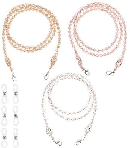 Mabor 3pcs Brillenkette Perlen，Brillenband Perlen Modern Brillenkette Damen Mode Sonnenbrille Halskette für Muttertagsgeschenk Vintage Brillenketten für Lesebrillen Damen Brillenschnur zum Umhängen