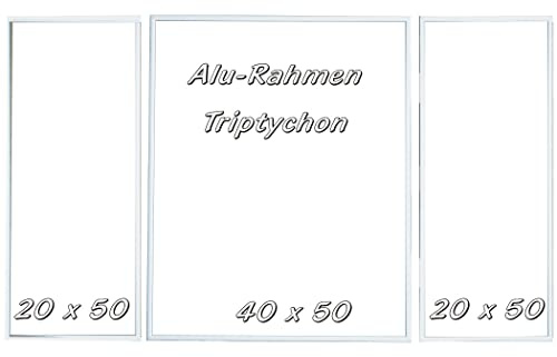 RAABEC Triptychon Alu-Rahmen 50x80cm für Malen nach Zahlen (Weiß) | Fertig montiert, Mit Rückwand, ideal für Malen nach Zahlen Triptychon Bilder z.B. von Schipper ohne Glas