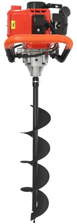 Petrol Post Hole Borer 52CC Fence Earth Auger Digger+3 Drill Bits& 12 Extension for Installing Fence Posts and Decks, Planting Trees, Punching Holes in Gravel, Wire Rod Operation Hole Punching