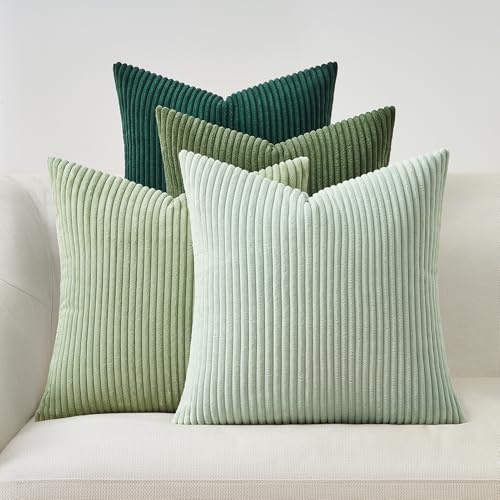 Topfinel Cushions Covers Sets 4 Forest Green Cushion Covers, Fluffy Bright Decorative 40x40 Cushion Cover, Colorful Pillows are used to Sofa Livingroom, 16 x 16 Cushion Cover Corduroy