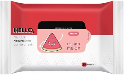 Refreshing Wet Wipes for Face| Facial Cleansing | Refreshing & Skin Hydration| Soothing for skin | pH Balance & Alcohol Free | Nourishing with Fruit extract | 25 Wipes | Watermelon