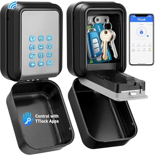 ENONEO Boîte à Cléfs Sécurisée Exterieur IP65 Étanche Boitier Clefs Murale Boite a Clef avec Code Rétroéclairé, TTLock Anti-vol Boite a Cle Connectée Bluetooth & Codes Multiples