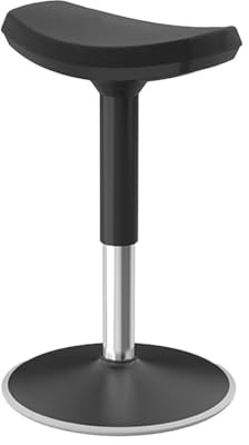 Generico Sgabello ergonomico oscillante, sedia da salone regolabile, sgabello con sollevamento a gas idraulico, for spa, bellezza, massaggi, clinica odontoiatrica, casa(Black,51-66cm)