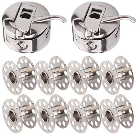 2 Bobbin Case and 8 Metal Bobbins, Sewing Machine Bobbins Sewing Spools for Brother, Janome, Toyota, New Home & More Domestic Sewing Machines