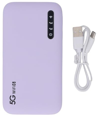 BONKZEBU Hotspot Mobile 5G WiFi6, Router Hotspot WiFi Ad Alta velocità da Viaggio con Slot per Scheda Nano SIM Supporto 16 Dispositivi Batteria da 6100 MAh Viola, Impermeabilità IP67