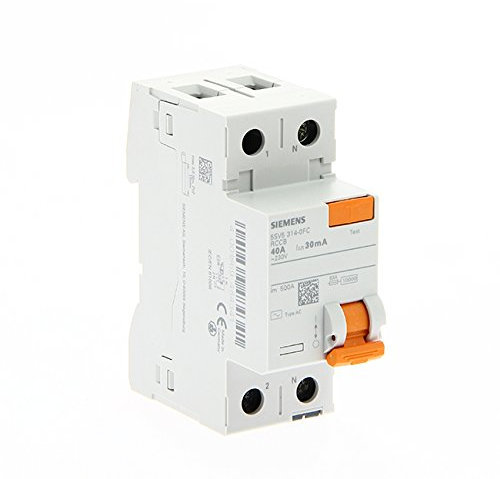 5SV53140FB Interruptor Diferencial 2P Clase AC 30mA 40A 230V, maneta naranja