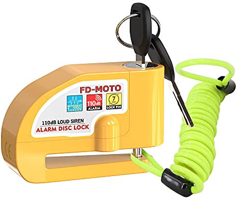 FD-MOTO 110dB Alarm Disc Brake Lock + Free Carry Pouch and 1.5M Reminder Cable Anti-Theft Motorcycle Motorbike Security Lock