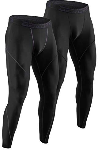 DEVOPS 2 Pack Men's Thermal Compression Pants, Athletic Leggings Base Layer Bottoms (Medium, Black/Black)