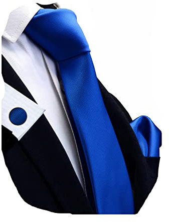 Gusleson 3.15（8cm） Solid Color Necktie and Pocket Square Cufflinks Sets For Men + Gift Box