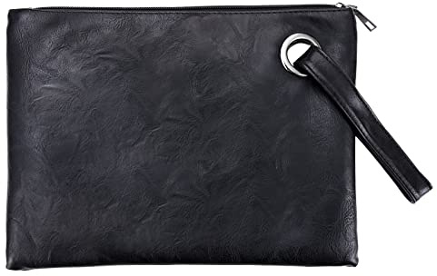 MaoXinTek Carteras de Mano Fiesta para Mujer Elegante Suave Bolsos de Mano de PU Cuero con Asa Cremallera, Grande Clutch Moda Monederos de Boda Noche Bolsa del Teléfono, Negro