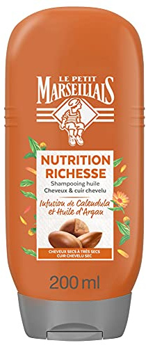Le Petit Marseillais | Après-Shampooing Nutrition Intense Huile d'Argan Bio (flacon de 200 ml) – Soin cheveux sans silicone pour cheveux très secs – 95 % d'ingrédients d'origine naturelle