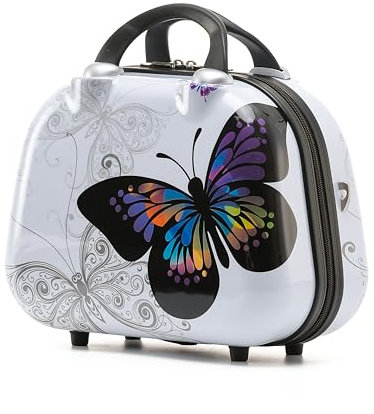 BEIBYE Butterfly 2060 TSA-Schloss 4-TLG. Reisekoffer Trolley – Robustes Hartschalen Kofferset inkl. Handgepäck und Beautycase (S (Beautycase))