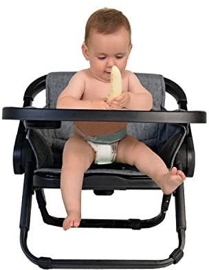 ONNA - Trona Portátil para Bebé Vesta - Alzador Silla para Niños - Trona de Viaje Plegable con Bandeja Desmontable - De 6 meses a 3 años - Color Negro