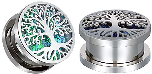 COOEAR 1 Pair Gauges for Earrings Flower Fake Opal Tunnels Ear Plugs Flesh Stretchers Expander 0g to 1 Inch.