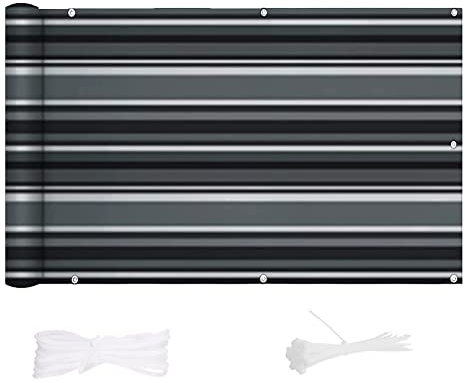 Yoosing Protección visual para balcón, 80 x 900 cm, revestimiento de balcón, protección contra el viento y los rayos UV, impermeable, protección solar con ojal de cobre, brida de nailon y cordón