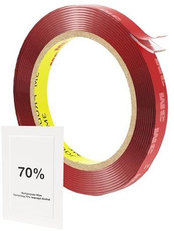 Spyder Tape 4910 Double Sided Tape Clear 6mm x 3m: Heavy-Duty, Waterproof Sticky Tape for LED Lights, Number Plates, Picture Hanging– Ideal for Home, Office, Car, Outdoor Use– Superior Adhesion