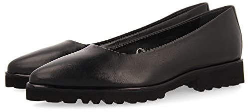 Ballerine nere in pelle con suola tipo track da donna sauchie