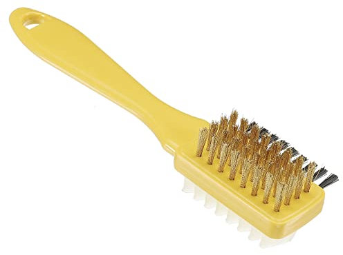 Shoes Brush with Handle, Three-Sided Polish Daubers for Matte Leather Boots, Yellow