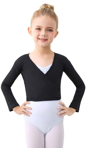 boruizhen Chaqueta de Ballet Algodón Cardigan de Danza Manga Larga Chaquetas de Danza para Niña Mujer Mujer Negro M