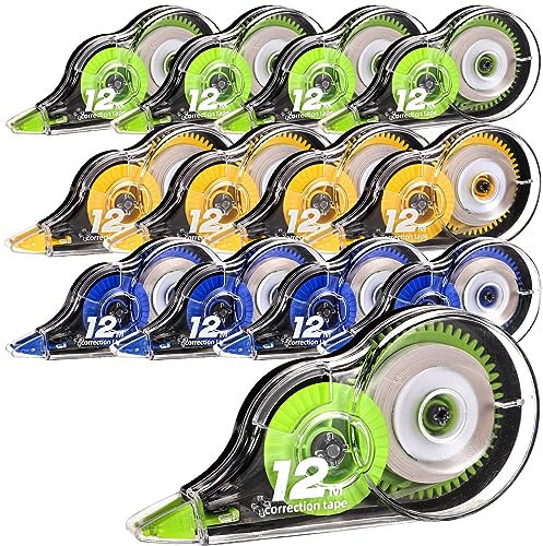 Lanjue 12 Stück Korrekturroller Maus, 5 mm x 12 m Korrekturmaus, Korrekturband Set Mini mit Schutzkappe Schreibwaren für Schüler Lehrer Büro Zuhause