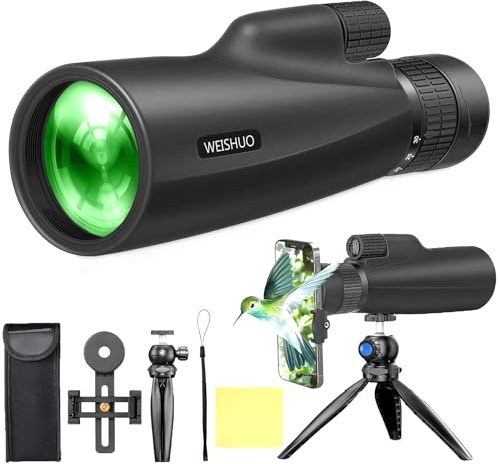 Monokulärt teleskop 10-30 x 50 högeffektiv zoommonokulärt teleskop med smartphone-adapter och stativ BAK4 prisma FMC-objektiv professionellt fickteleskop för vuxna och barn fågelskådning resekonsert